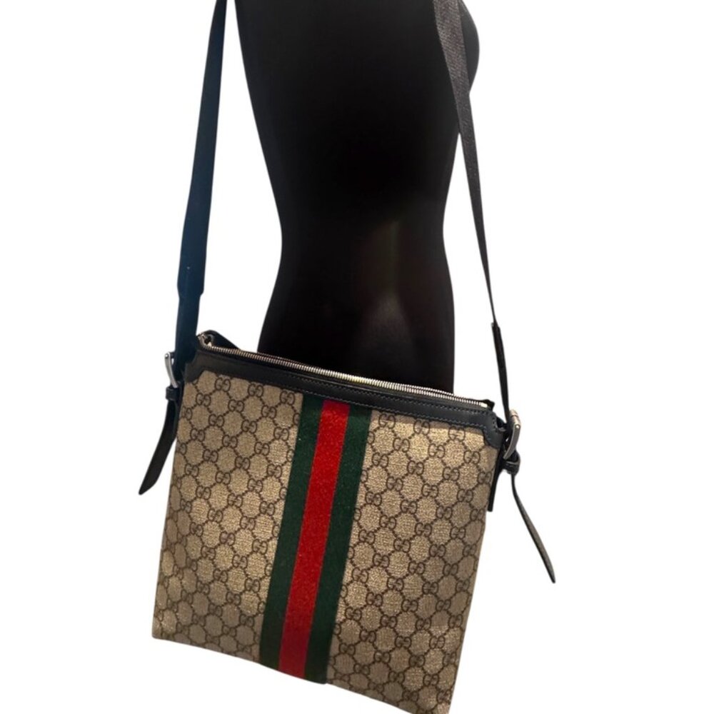 GG Supreme Monogram Web Messenger Bag